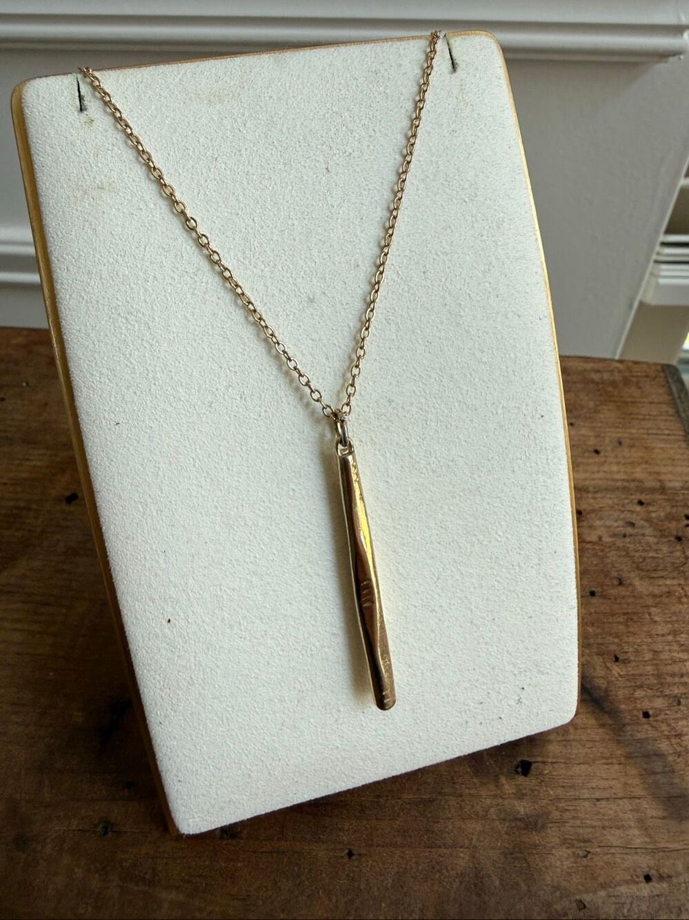 Unsigned Gold Tone Tassel Turquoise Bead Necklace 34”